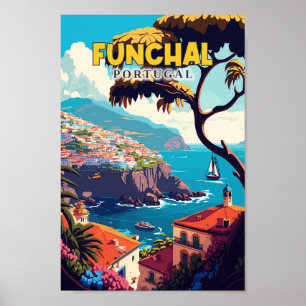 Poster Funchal Portugal Viagem Art Vintage