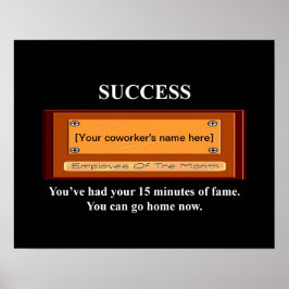Póster Funcionário Engraçado do Mês Seu Nome Plate