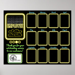 Poster Funcionário fotográfico do Faux neon do posto de e