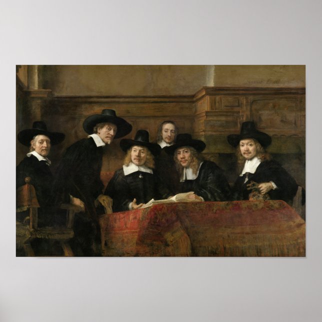 Póster Funcionários de amostragem de Rembrandt van Rijn (Frente)
