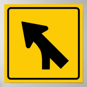 Póster Fundindo o sinal da estrada do tráfego (esquerdo)