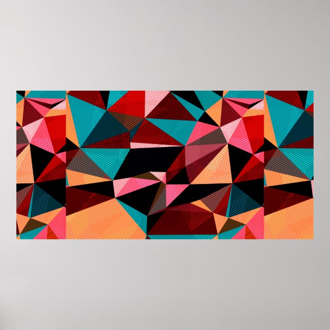 Poster fundo abstrato com triângulos e colorido (Frente)
