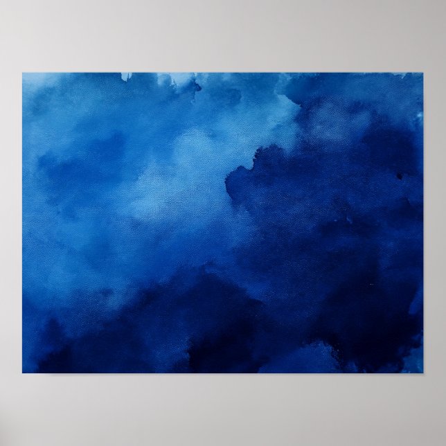 Poster Fundo abstrato de aquarela azul escuro (Frente)