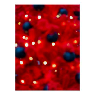 Póster Fundo Abstrato de Natal Vermelho com Bokeh