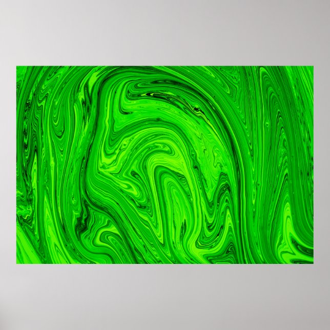Poster Fundo abstrato de tinta verde a óleo. Grau de tint (Frente)