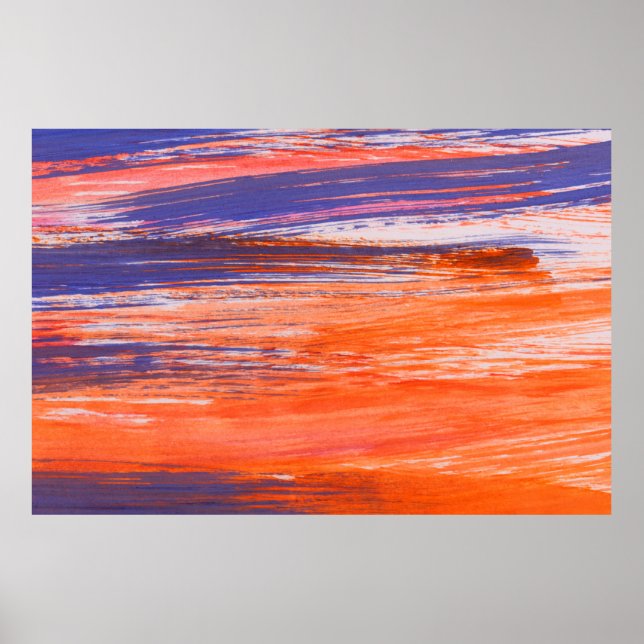 Poster fundo abstrato laranja e azul da água (Frente)