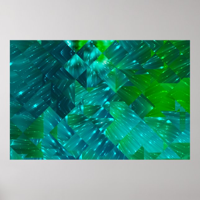 Poster fundo abstrato. mosaicbackgrog azul e verde (Frente)
