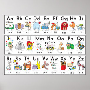 Poster Fundo animal ilustrado do alfabeto