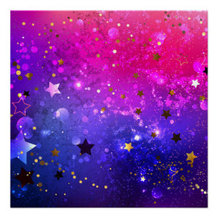 Póster Fundo Azul Cor-de-rosa brilhante