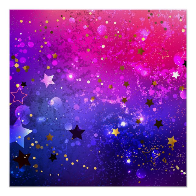 Póster Fundo Azul Cor-de-rosa brilhante (Frente)