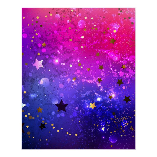 Póster Fundo Azul Cor-de-rosa brilhante (Frente)