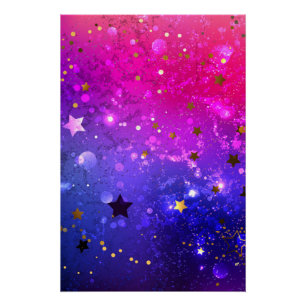 Póster Fundo Azul Cor-de-rosa brilhante