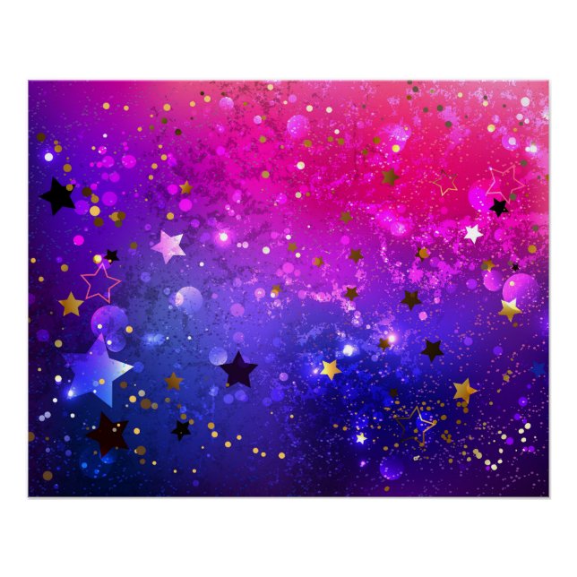 Póster Fundo Azul Cor-de-rosa brilhante (Frente)