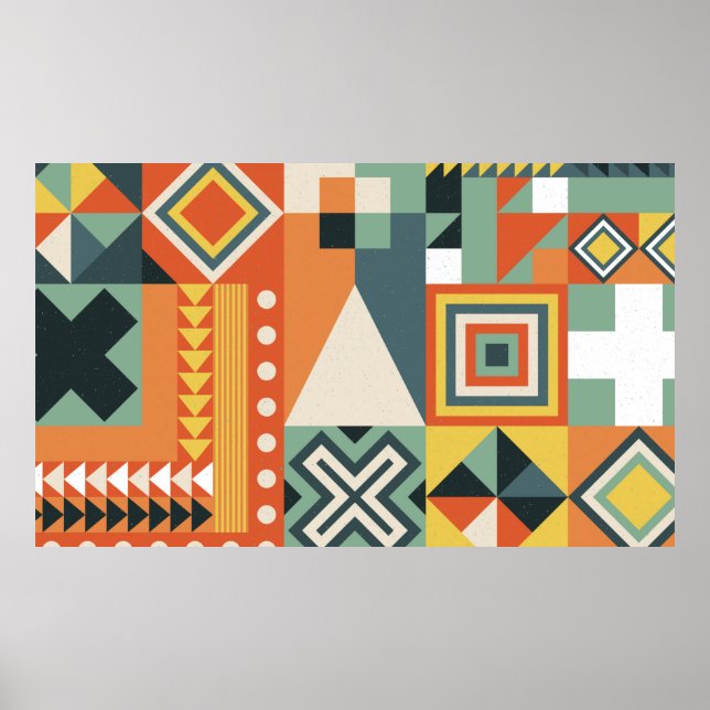 Poster Fundo coletado de formas geométricas em um si (Frente)