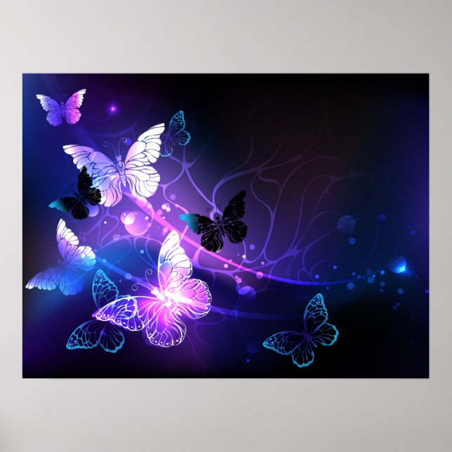 Poster Fundo com Borboletas Noturnas (Frente)