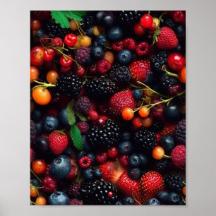 Poster Fundo com várias frutas florestais