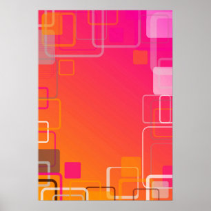 Poster Fundo cor-de-rosa-laranja com quadrados coloridos
