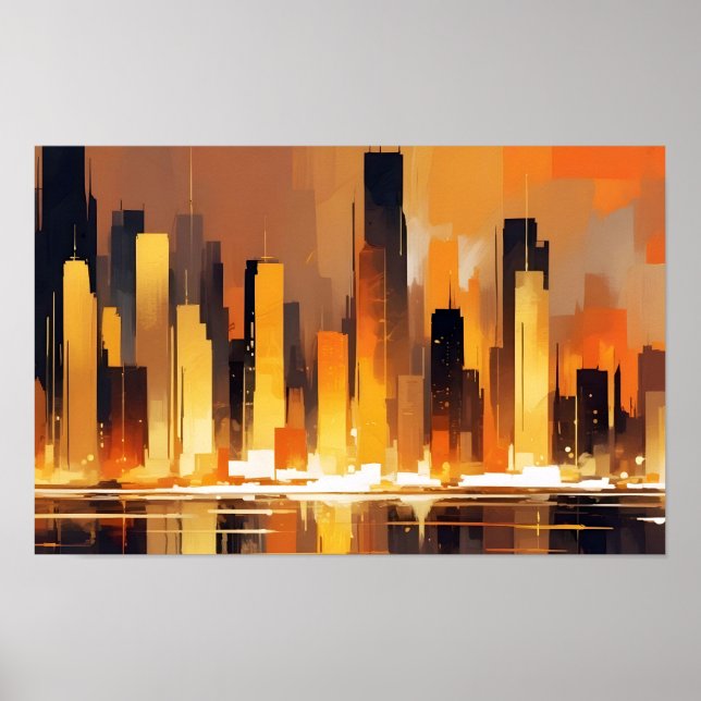 Poster Fundo da Arquitetura Moderna de abstrato Cityscape (Frente)
