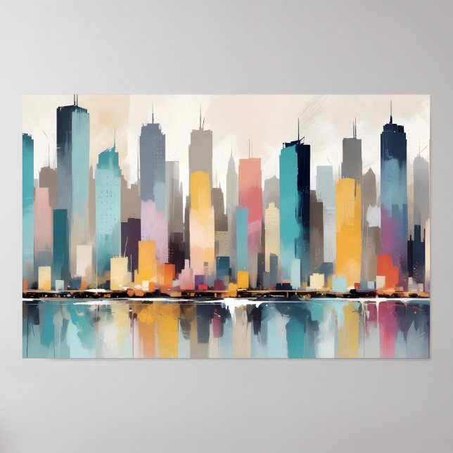 Poster Fundo da Arquitetura Moderna de abstrato Cityscape (Frente)