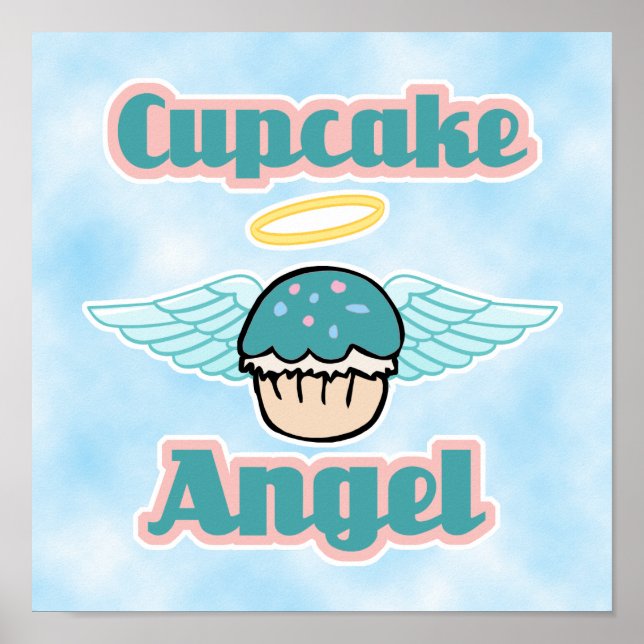 Poster fundo da nuvem, anjo do cupcake (Frente)
