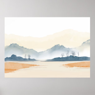 Poster Fundo da paisagem da Aquarela