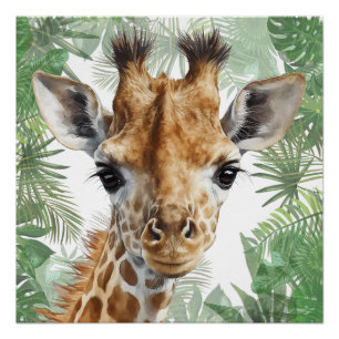 Póster Fundo da selva da girafa