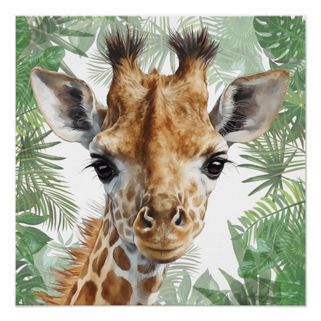 Póster Fundo da selva da girafa (Frente)