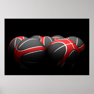 Póster fundo das bolas de basquete modernas
