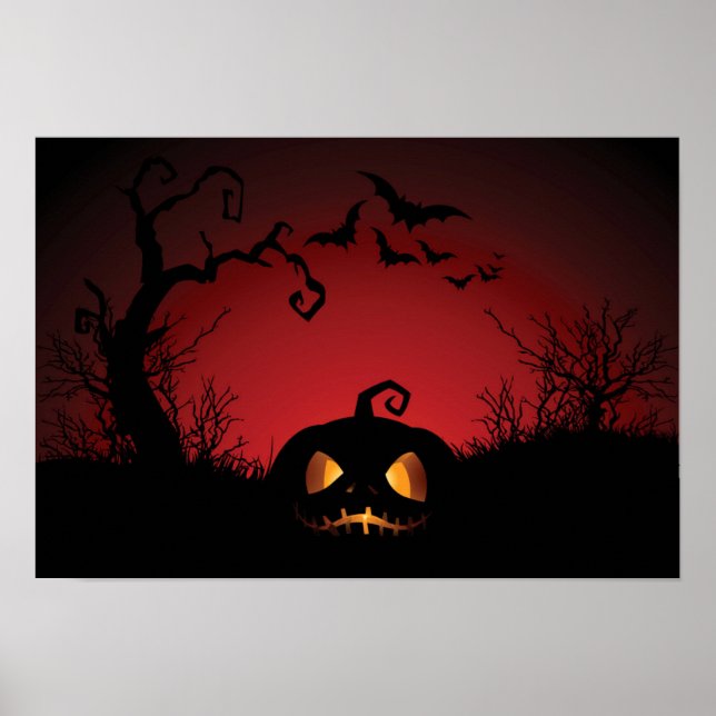 Póster Fundo de Abóbora de Halloween (Frente)