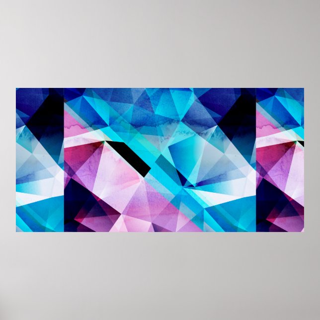 Poster Fundo de abstrato brilhante com aquarela com geome (Frente)
