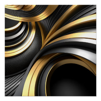 Póster Fundo de Abstrato de luxo com Dourado e preto