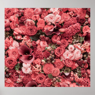 Poster Fundo de abstrato floral fechado.