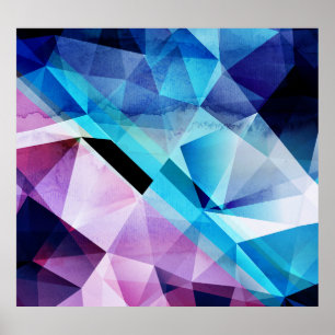 Poster Fundo de Abstrato Geométrico com Aquarela