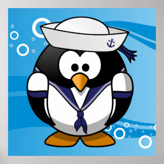 Poster Fundo de Água do Sailor Penguin