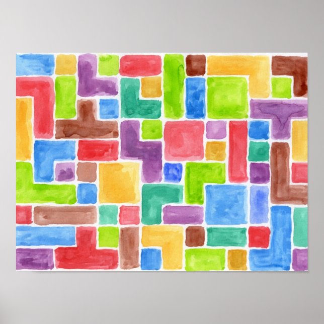 Póster fundo de aquarela pintado com abstrato. 2 (Frente)