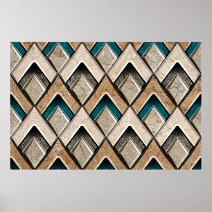 Poster Fundo de azulejo de parede colorida, digital, pate