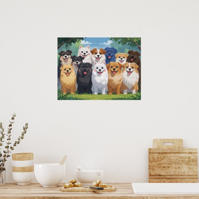Poster Fundo de cachorros fofos (Cozinha)