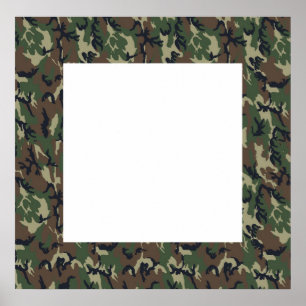 Póster Fundo de Camuflagem da Floresta Militar com Branco