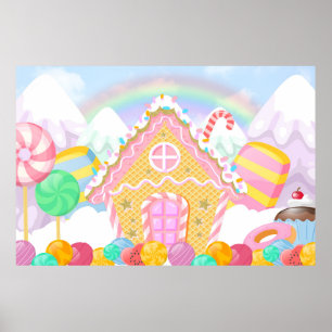 Poster Fundo de Candyland Tema Candyland