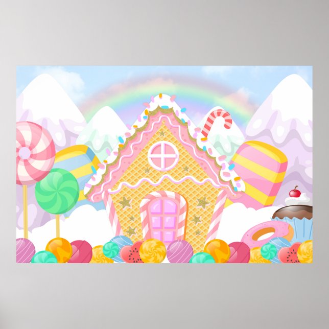 Poster Fundo de Candyland Tema Candyland (Frente)
