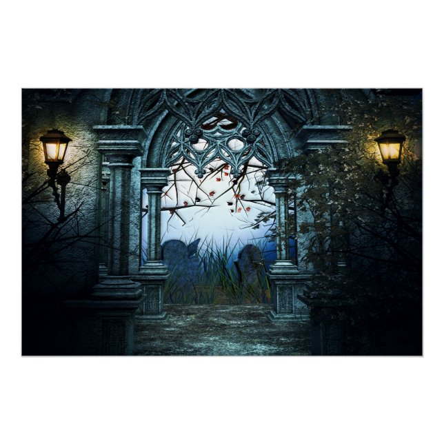 Póster Fundo de cemitério escuro (Frente)