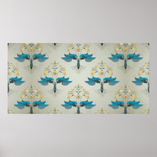 Poster Fundo de colheita sem costura. Padrão floral no mo