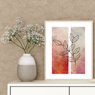 Poster Fundo de Cores Vibrantes de Contorno de Folha Simp