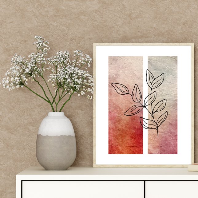 Poster Fundo de Cores Vibrantes de Contorno de Folha Simp (Criador carregado)