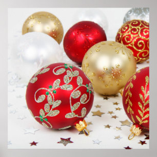 Póster Fundo de Enfeites de natal Festivos Feriados