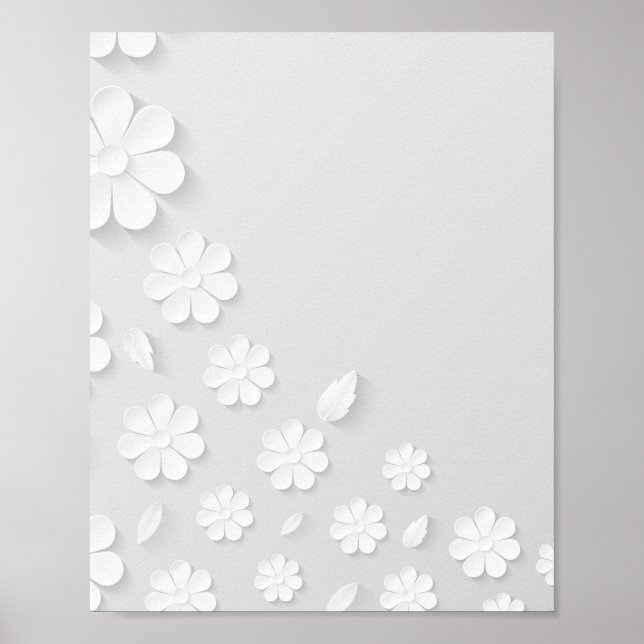 Poster fundo de flor de papel branco (Frente)