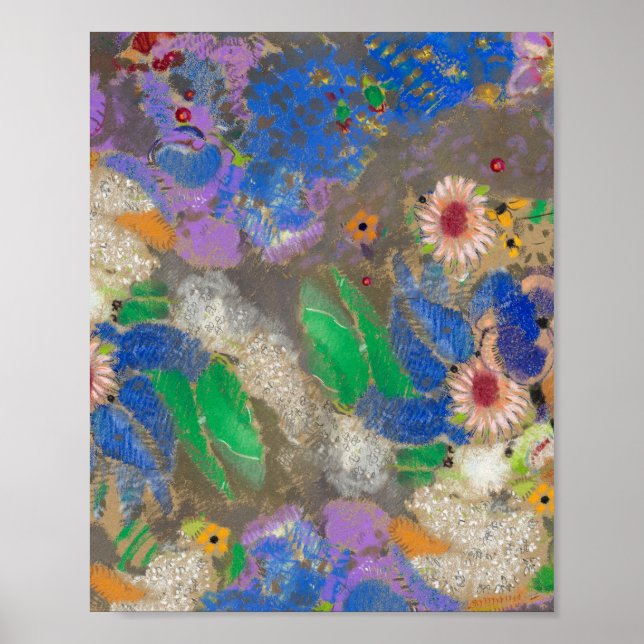 Poster Fundo de flores abstratas de Odilon Redon. (Frente)
