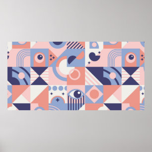 Poster Fundo de Formas Geométricas Quadradas. Estética 