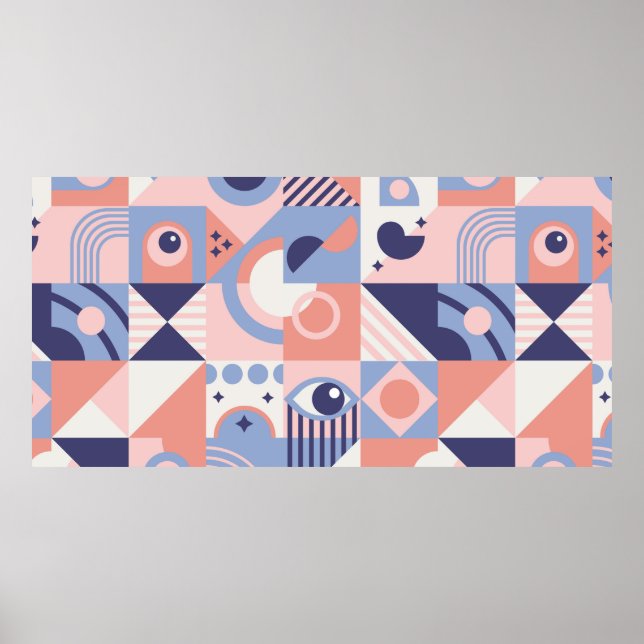 Poster Fundo de Formas Geométricas Quadradas. Estética no (Frente)