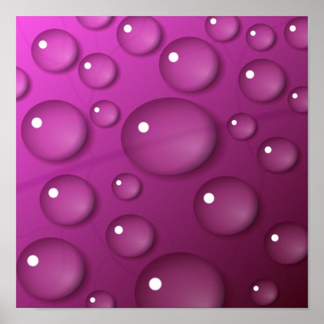 Póster Fundo de Gota de Água Rosa (Frente)